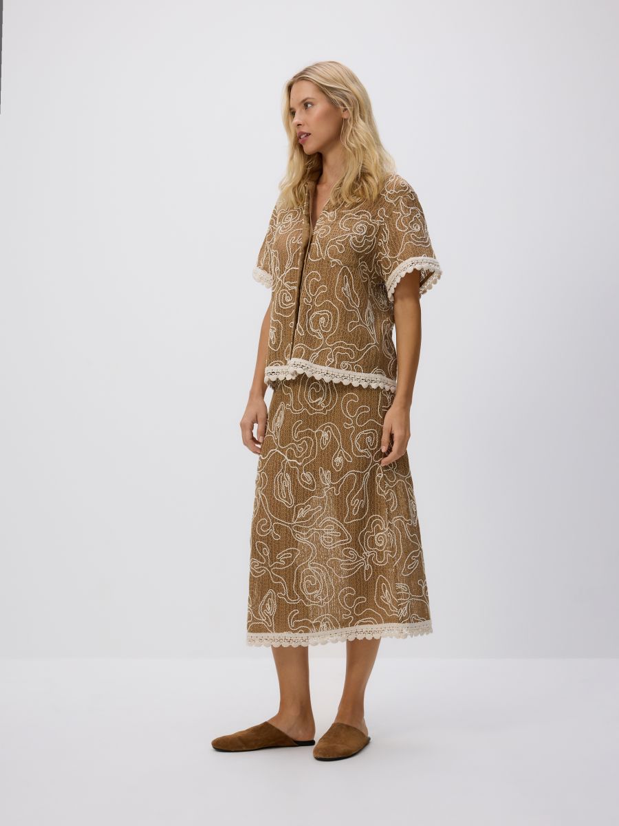 Embroidered skirt - beige - RESERVED