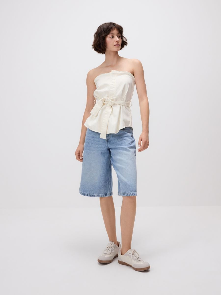 Top with belt - nude jeans - RESERVED - 3