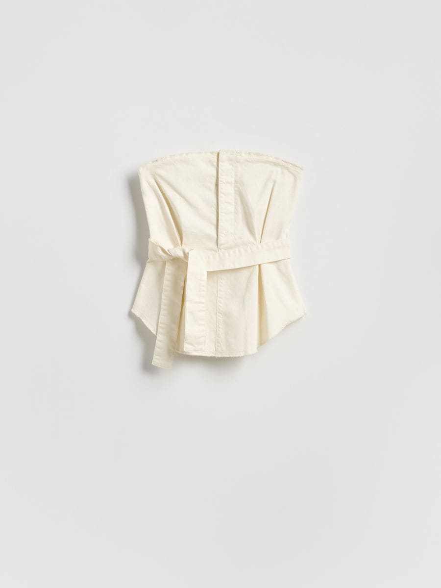 Top with belt - nude jeans - RESERVED - 7