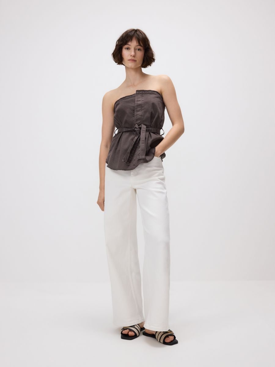 Top cu cordon - dark grey jeans - RESERVED