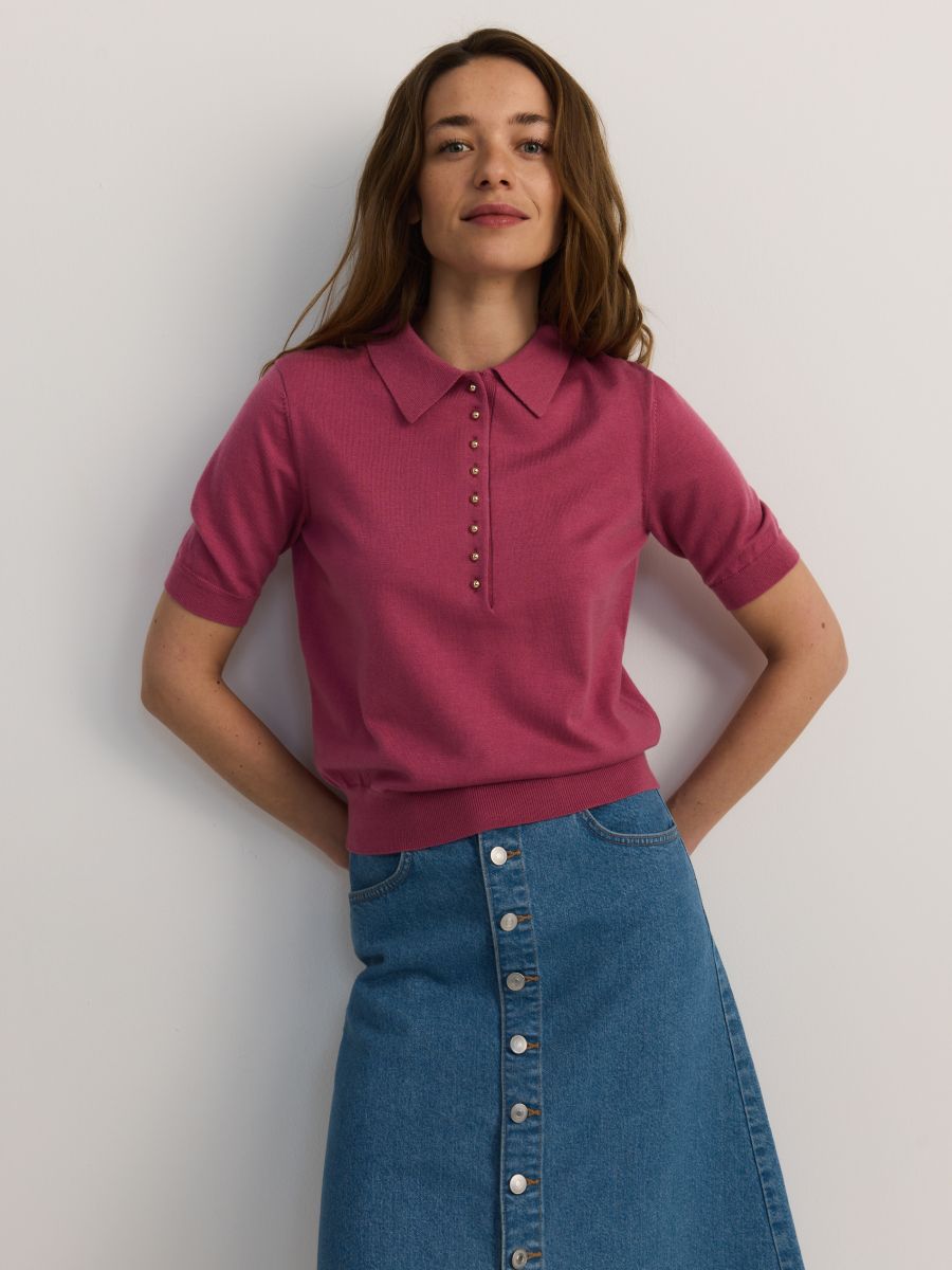 Jupe midi en jean à boutons - bleu - RESERVED - 3