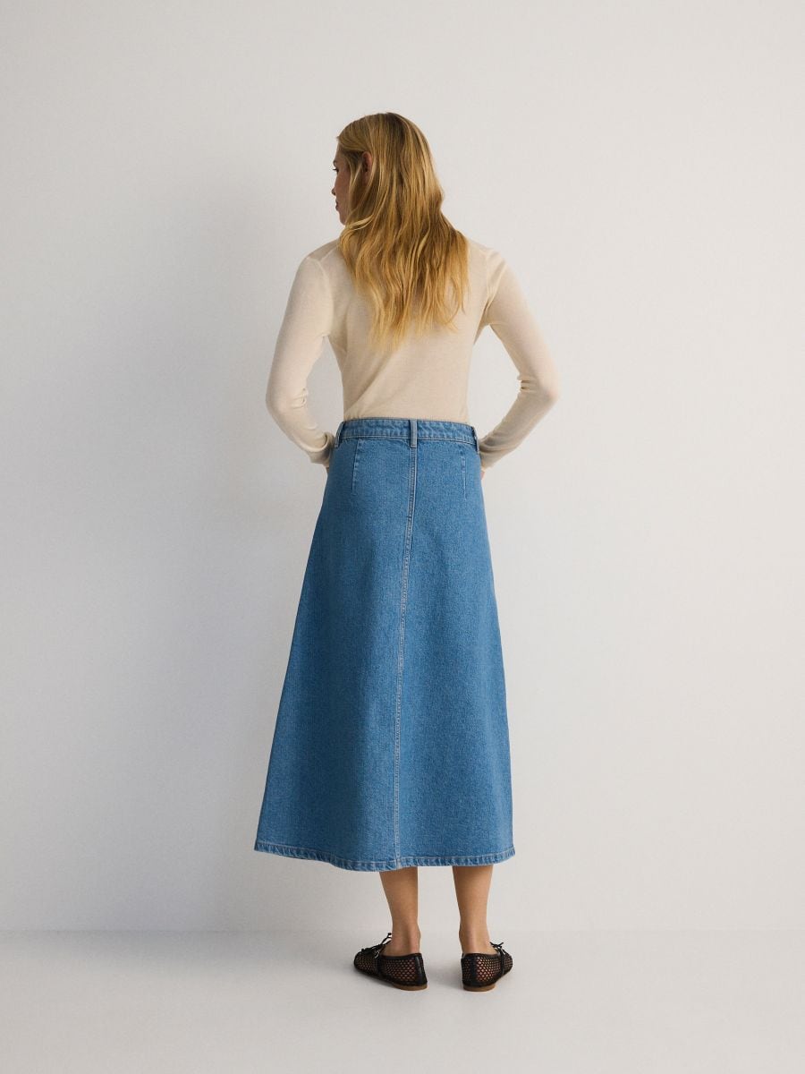 Denim midi skirt with buttons - blue - RESERVED - 4