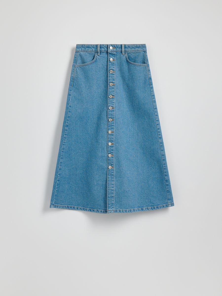 Jupe midi en jean à boutons - bleu - RESERVED - 5