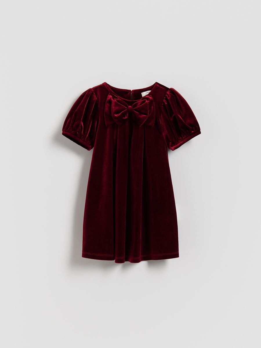Welurowa sukienka z kokardą - czerwony - RESERVED