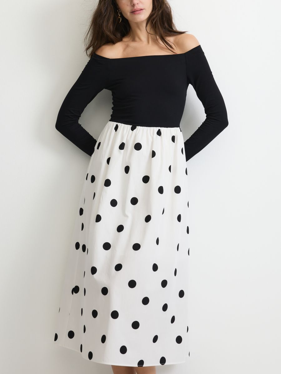 Robe midi en coton - multicolore - RESERVED