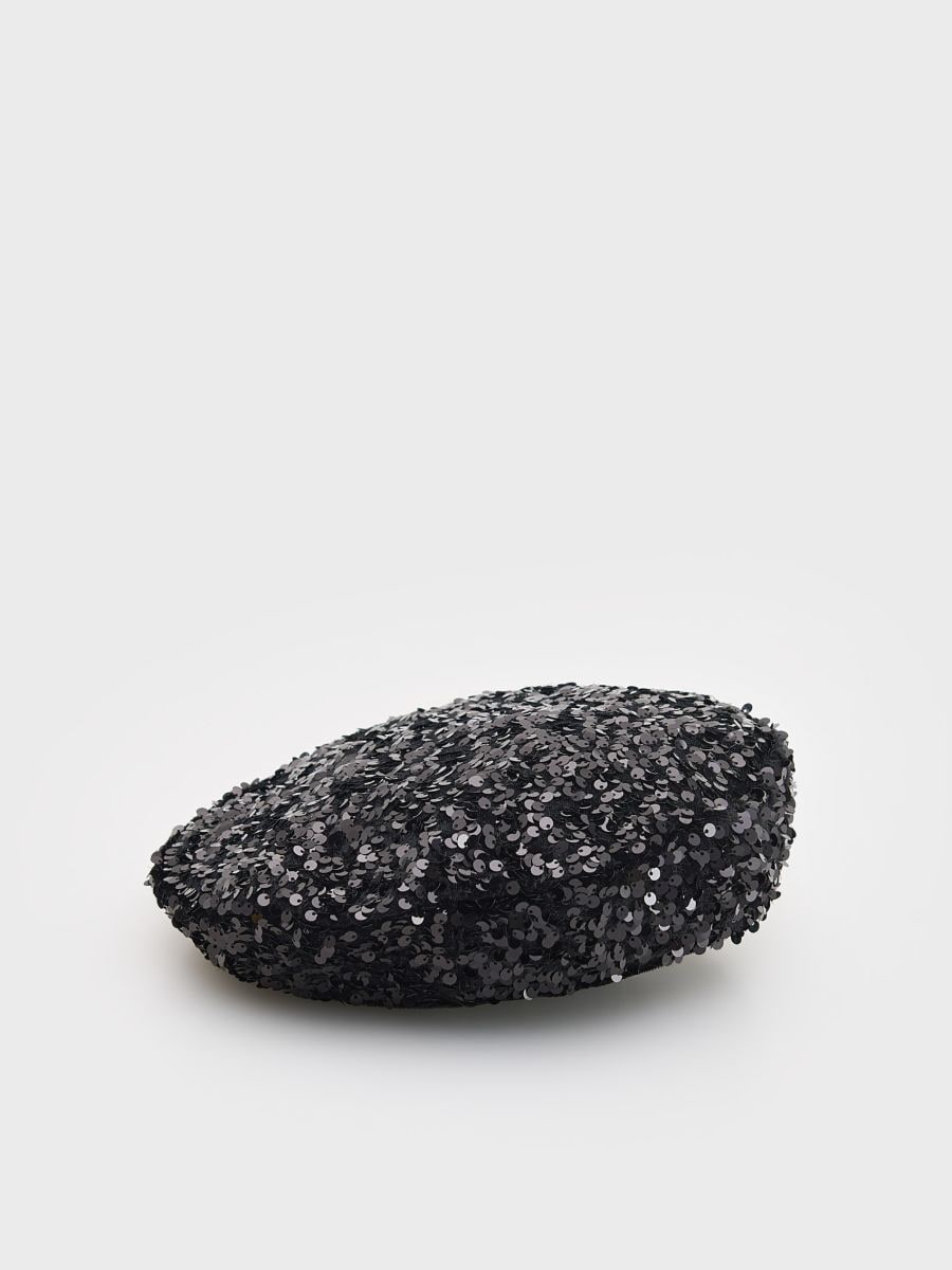 Beret with sequins - black - RESERVED - 2