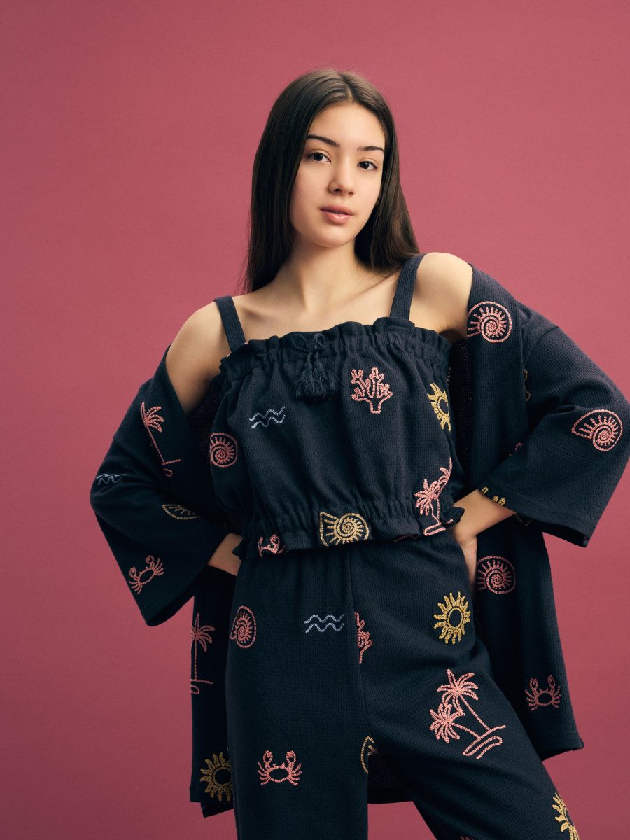 Kimono and top set - dark grey - RESERVED - 4