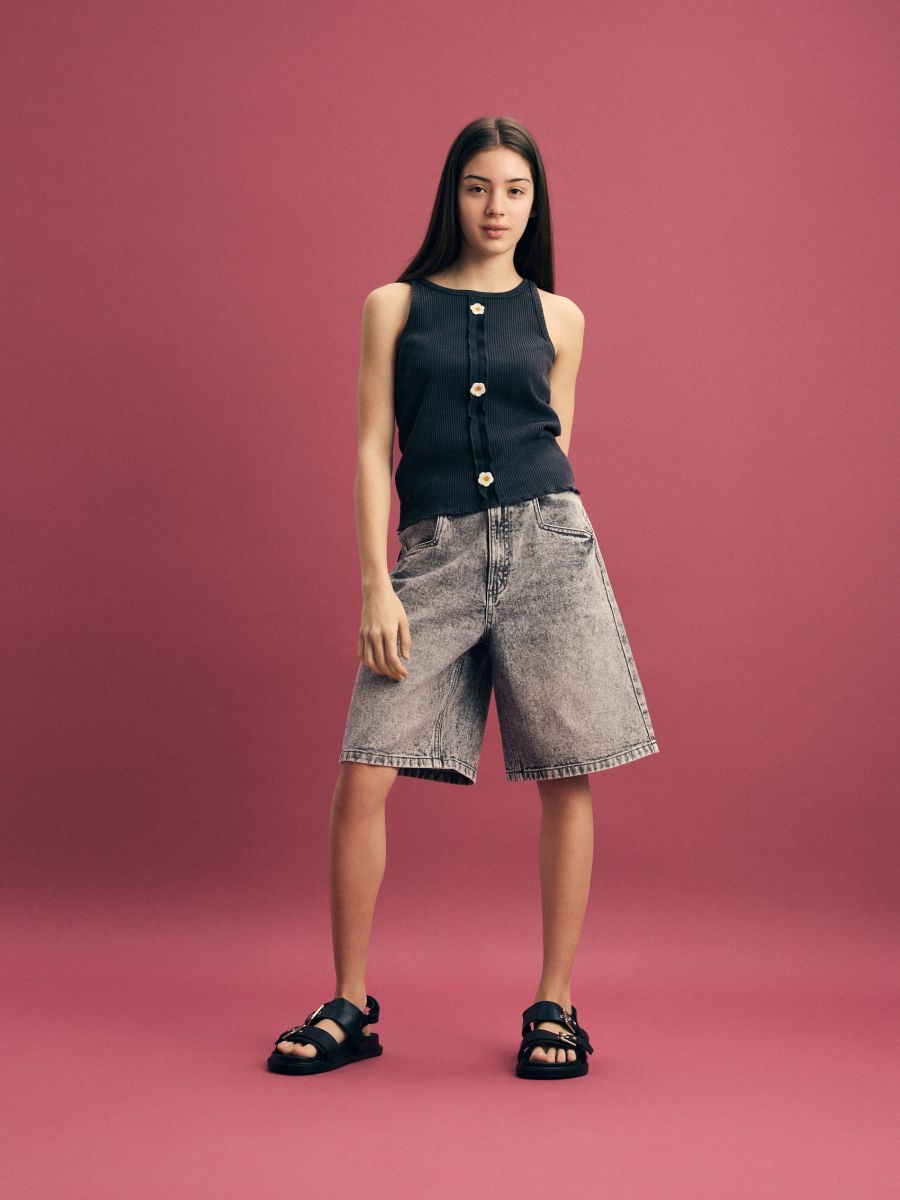 Top with appliqué - dark grey - RESERVED - 2
