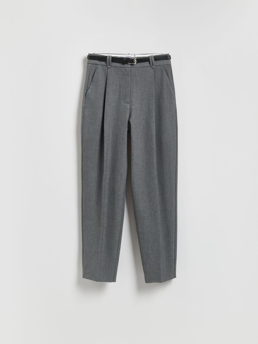 Cigarette trousers with belt - dark grey - RESERVED