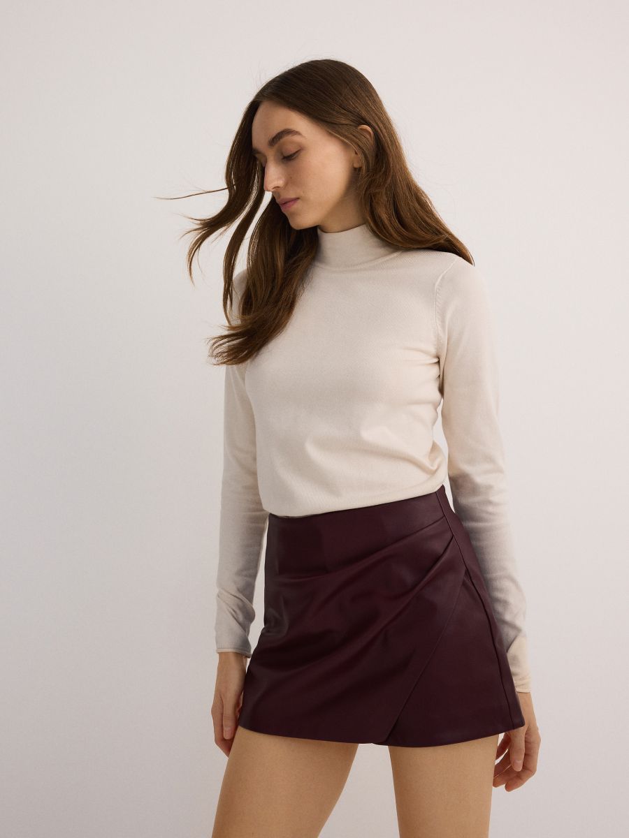 Skort aus Kunstleder - burgundy - RESERVED