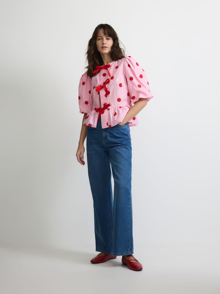 Bluse mit dekorativem Bindedetail - rosa - RESERVED - 4