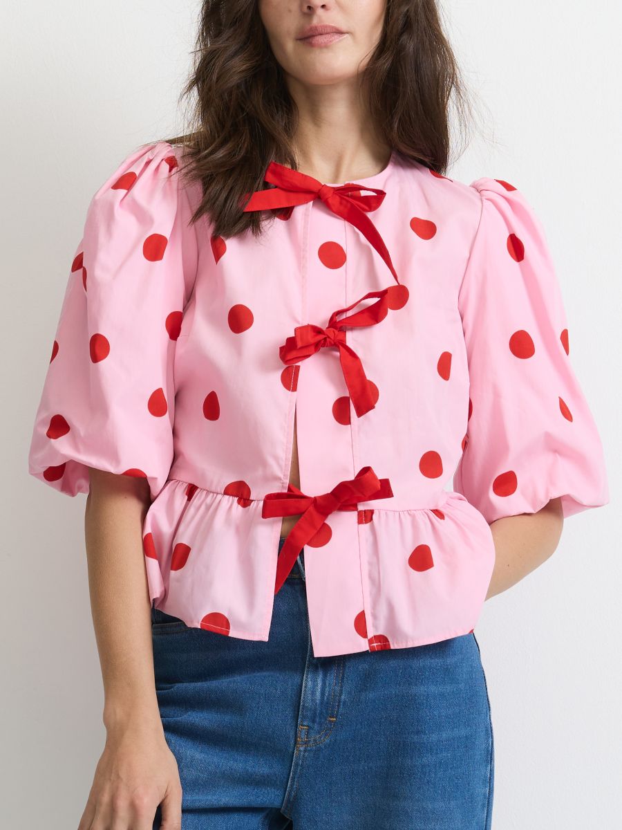 Bluse mit dekorativem Bindedetail - rosa - RESERVED - 5