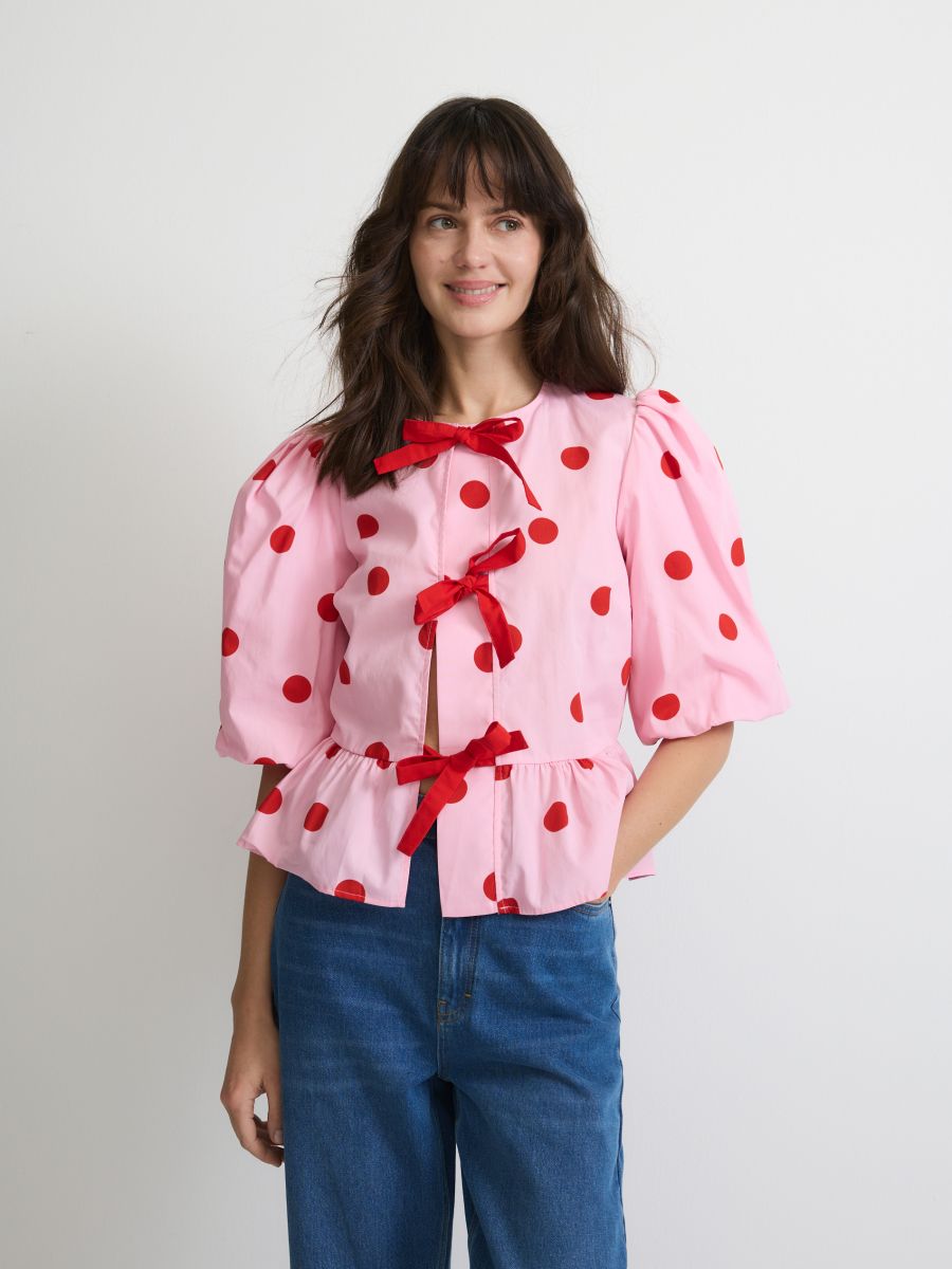 Bluse mit dekorativem Bindedetail - rosa - RESERVED - 6