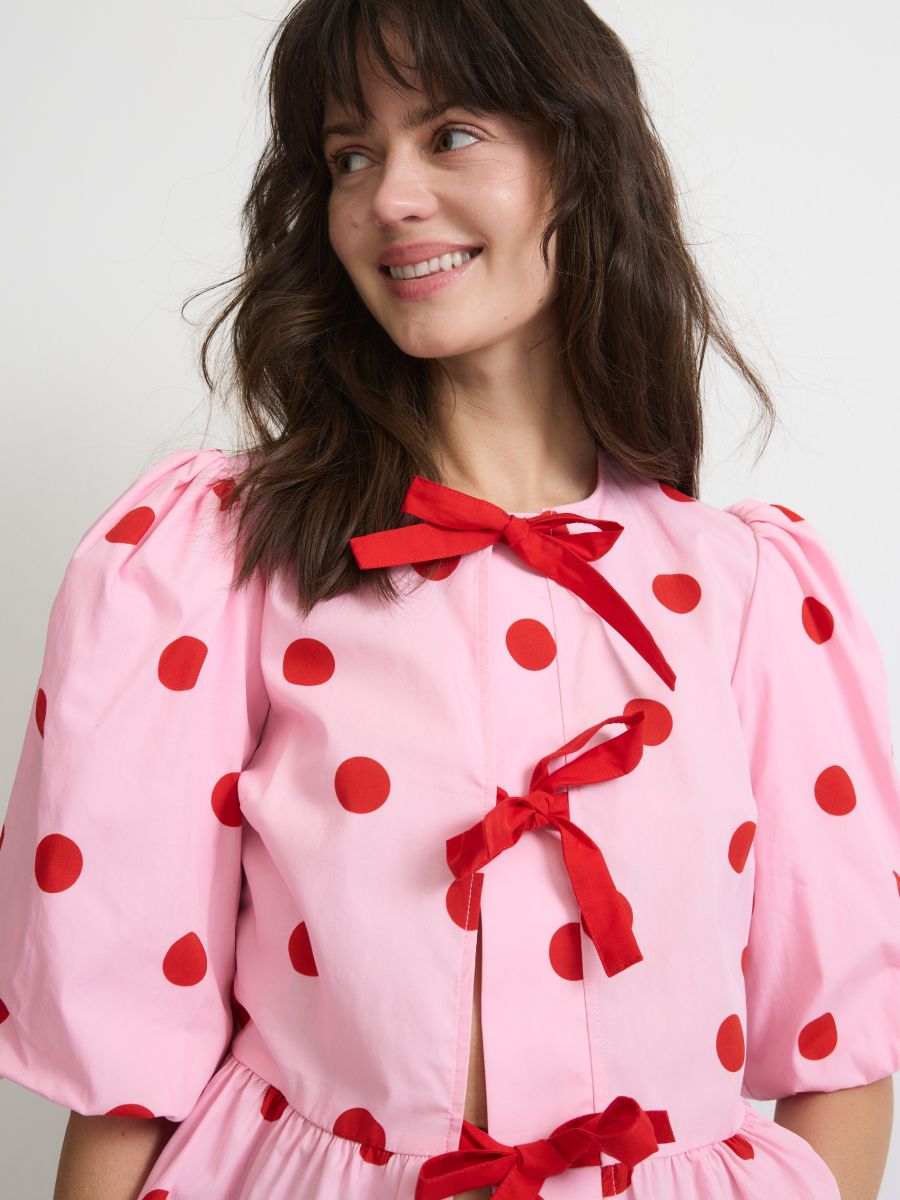Bluse mit dekorativem Bindedetail - rosa - RESERVED - 2
