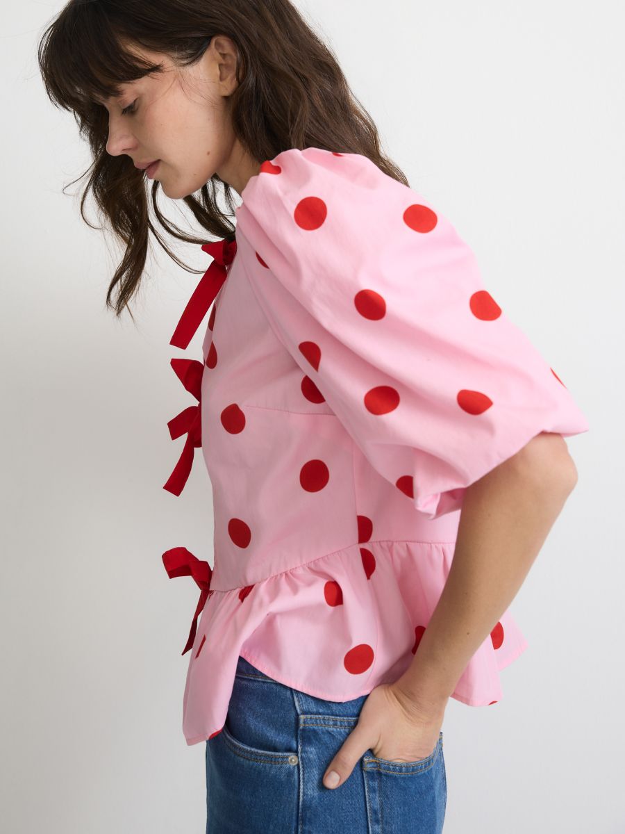 Bluse mit dekorativem Bindedetail - rosa - RESERVED - 7