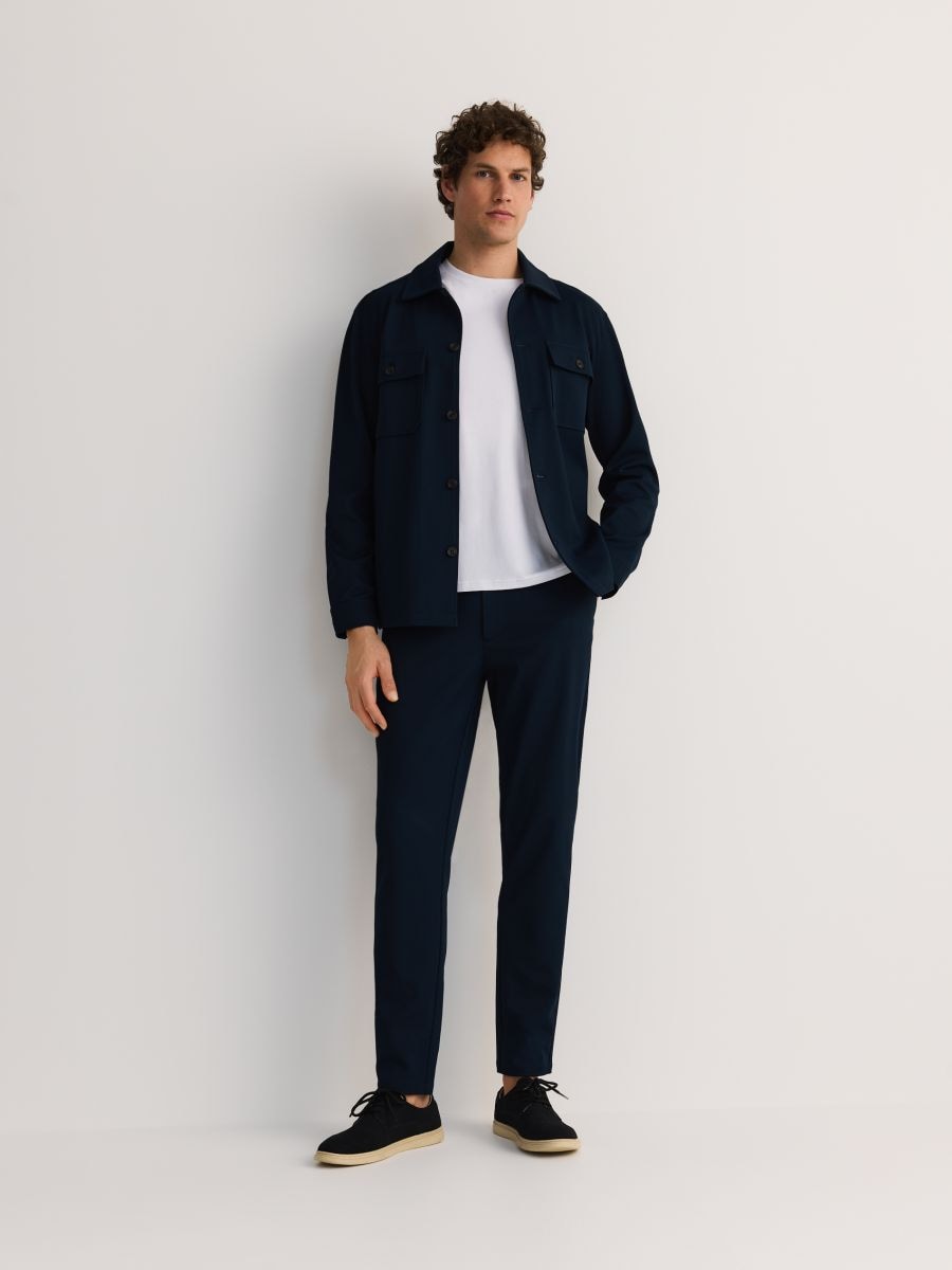 Regular fit effen overhemd - marineblauw - RESERVED - 2