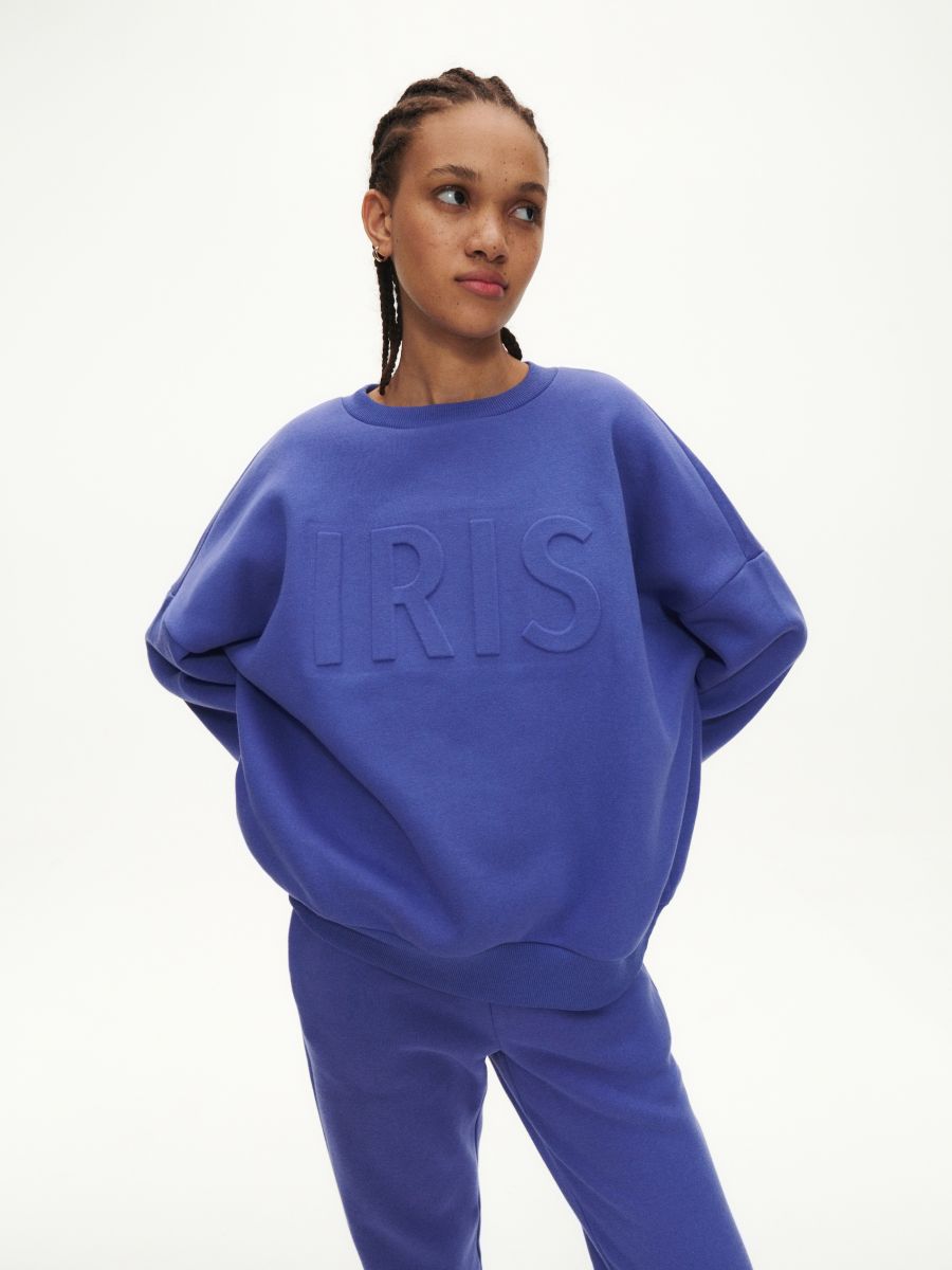 Oversize pulover z napisom - temno turkizna - RESERVED - 3