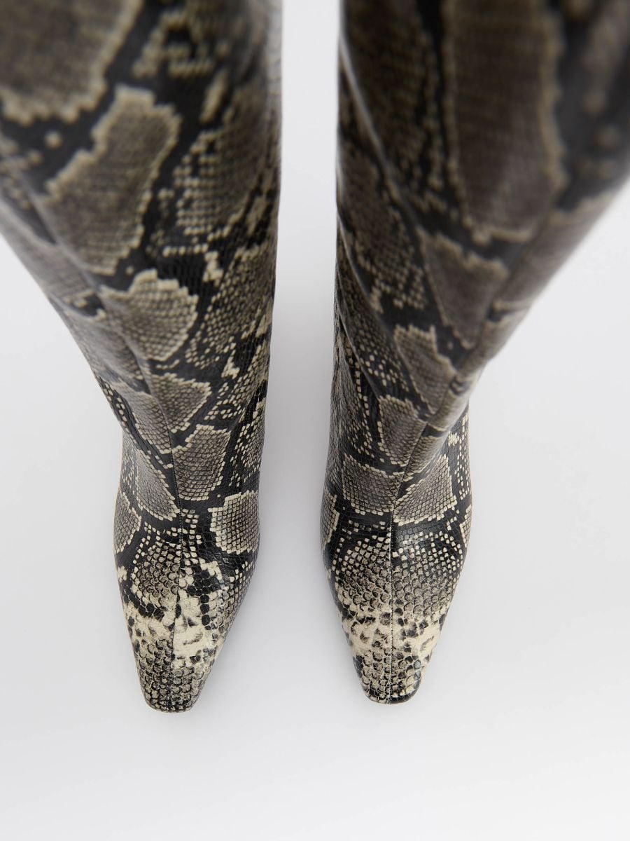 Hohe Lederstiefel mit Tiermuster - bunt - RESERVED - 5