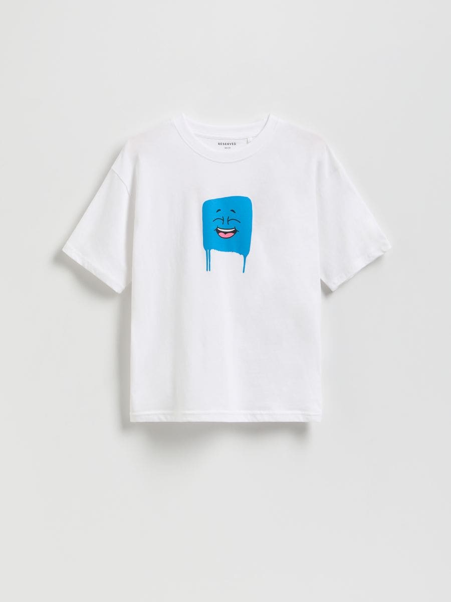 Basic cotton T-shirt - cream - RESERVED