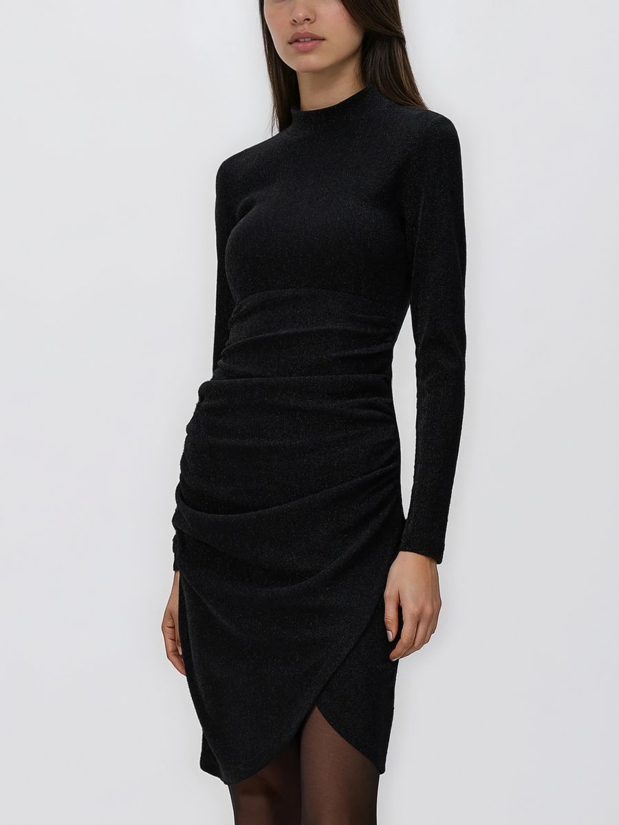 Glitter dress with gathered detail - black - RESERVED