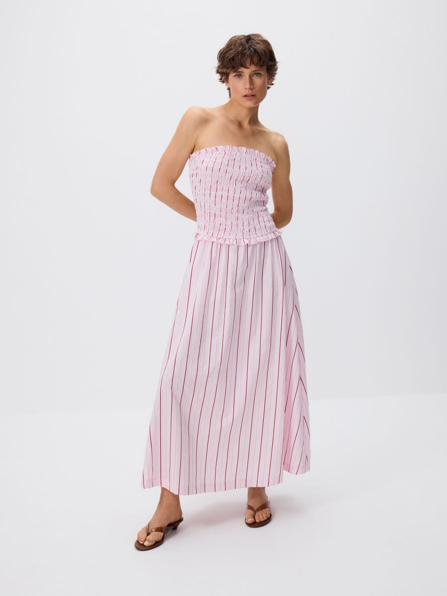 Csíkos maxi ruha - pasztellpink - RESERVED