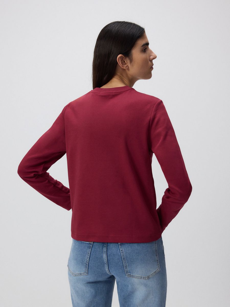 Longsleeve z merceryzowanej bawełny Kolor różowy - RESERVED