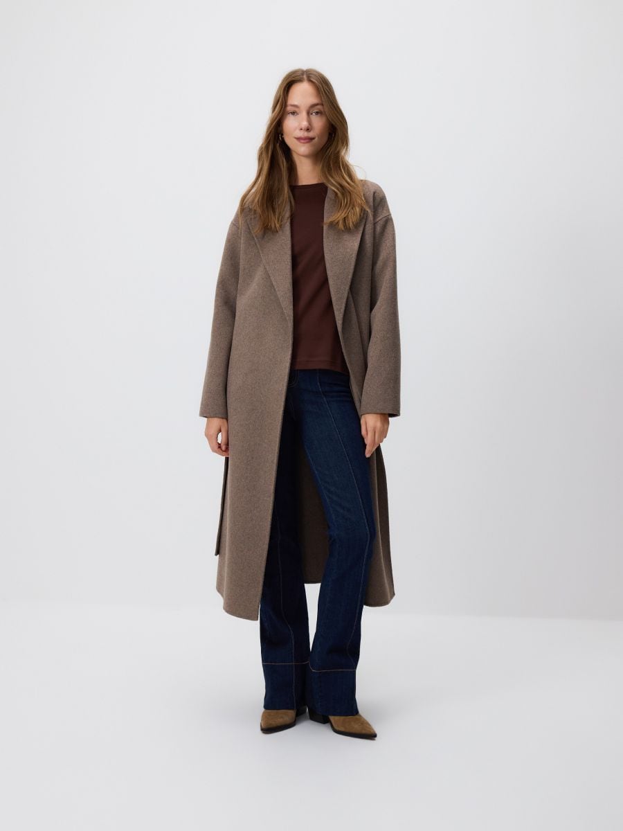 Langarmshirt mit hohem Anteil merzerisierter Baumwolle - dunkelbraun - RESERVED