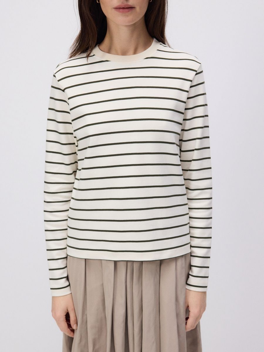 Mercerised cotton rich long sleeve T-shirt - multicolor - RESERVED - 3