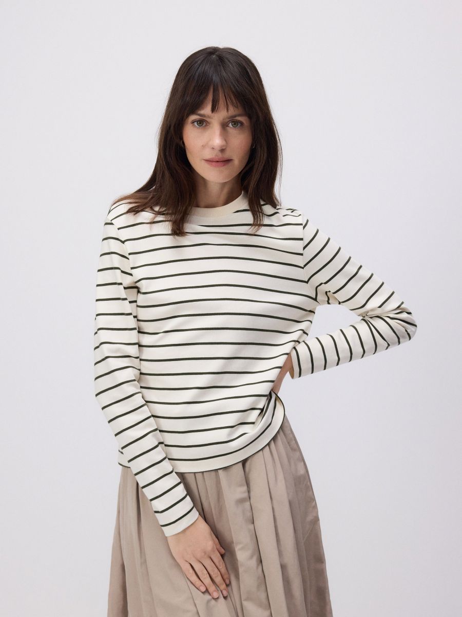 Mercerised cotton rich long sleeve T-shirt - multicolor - RESERVED - 4
