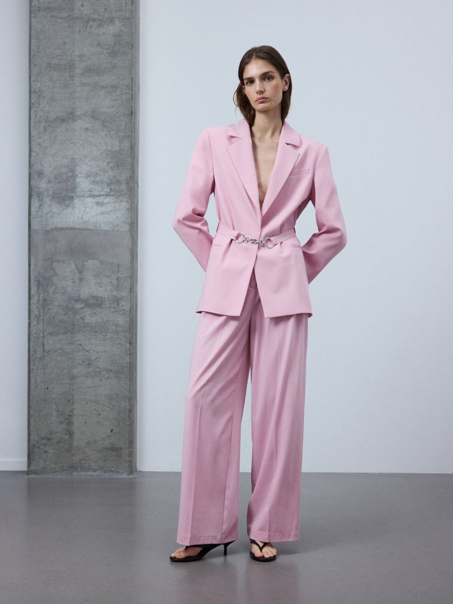 Loose trousers with pleats - pastel pink - RESERVED