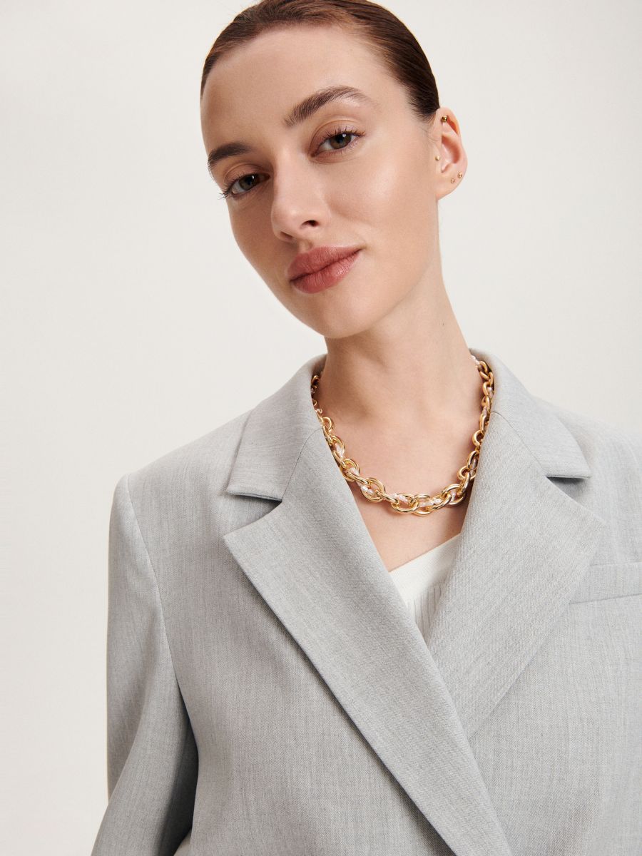 Cropped blazer - light grey - RESERVED - 4