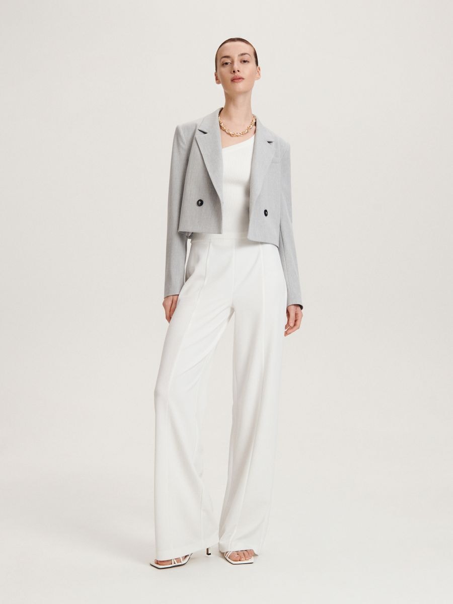 Cropped blazer - light grey - RESERVED - 2