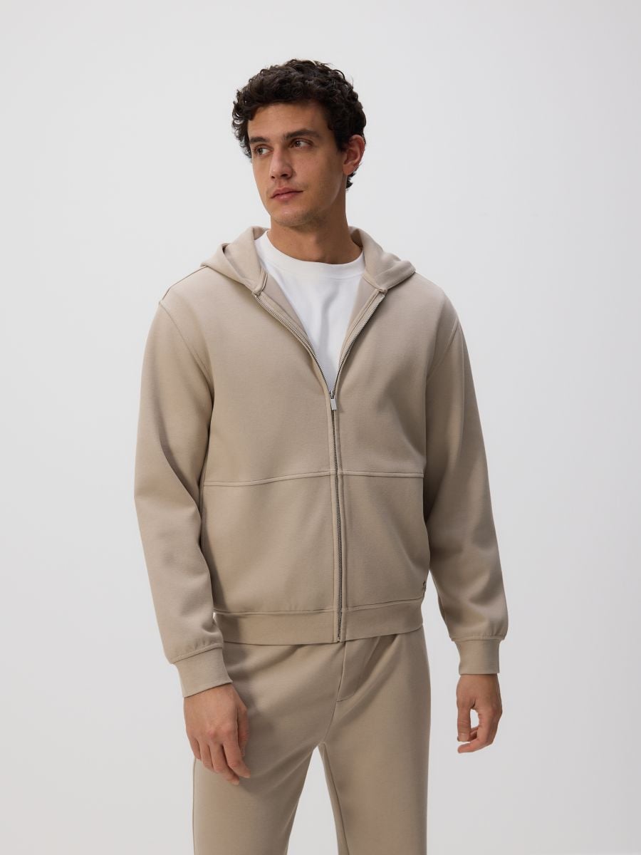 Zip up hoodie - beige - RESERVED