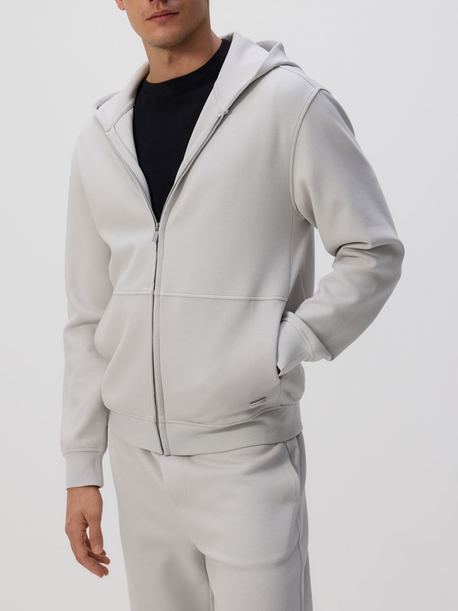 Zip up hoodie - light grey - RESERVED