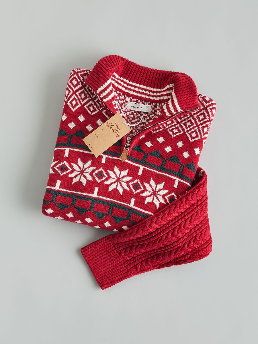 Jumper with Christmas pattern - red - RESERVED