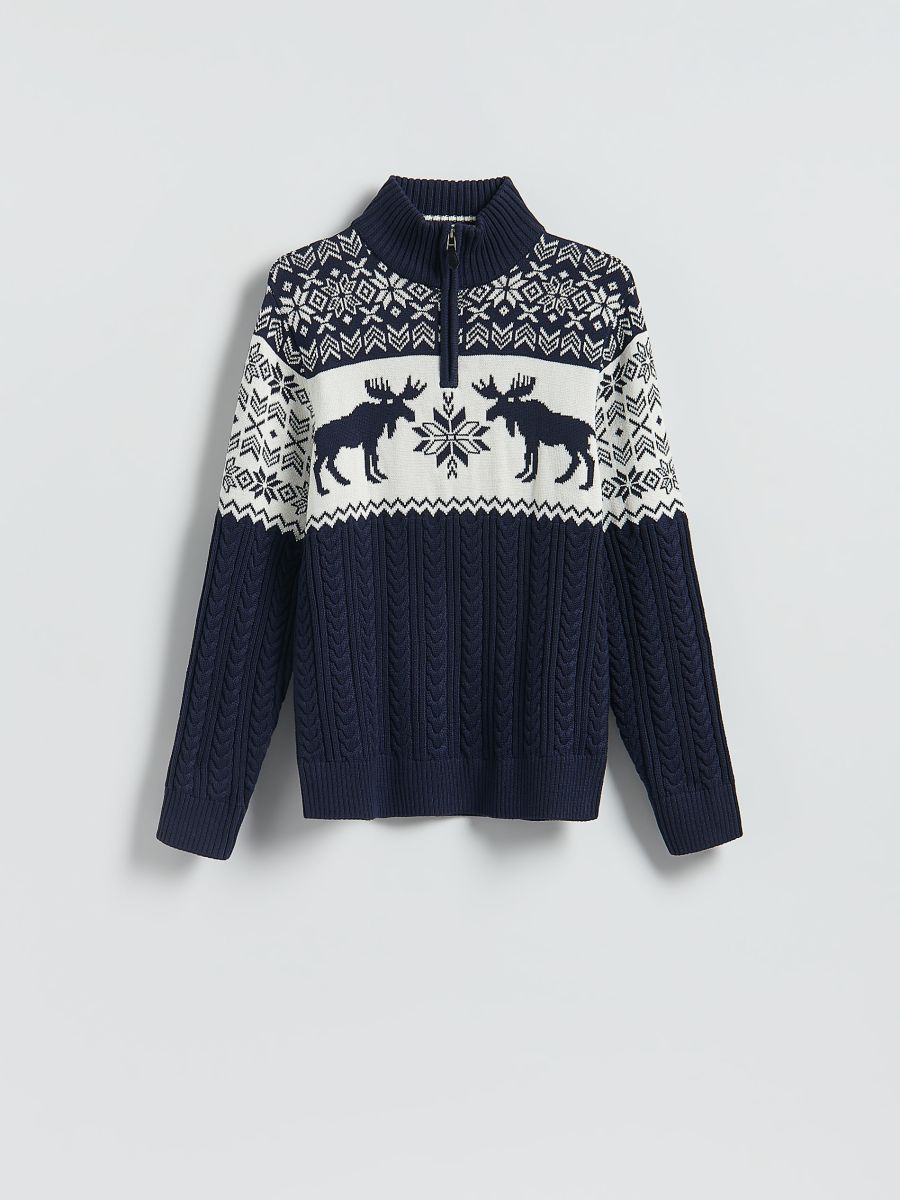 Garbónyakú pulóver - tengerészkék - RESERVED