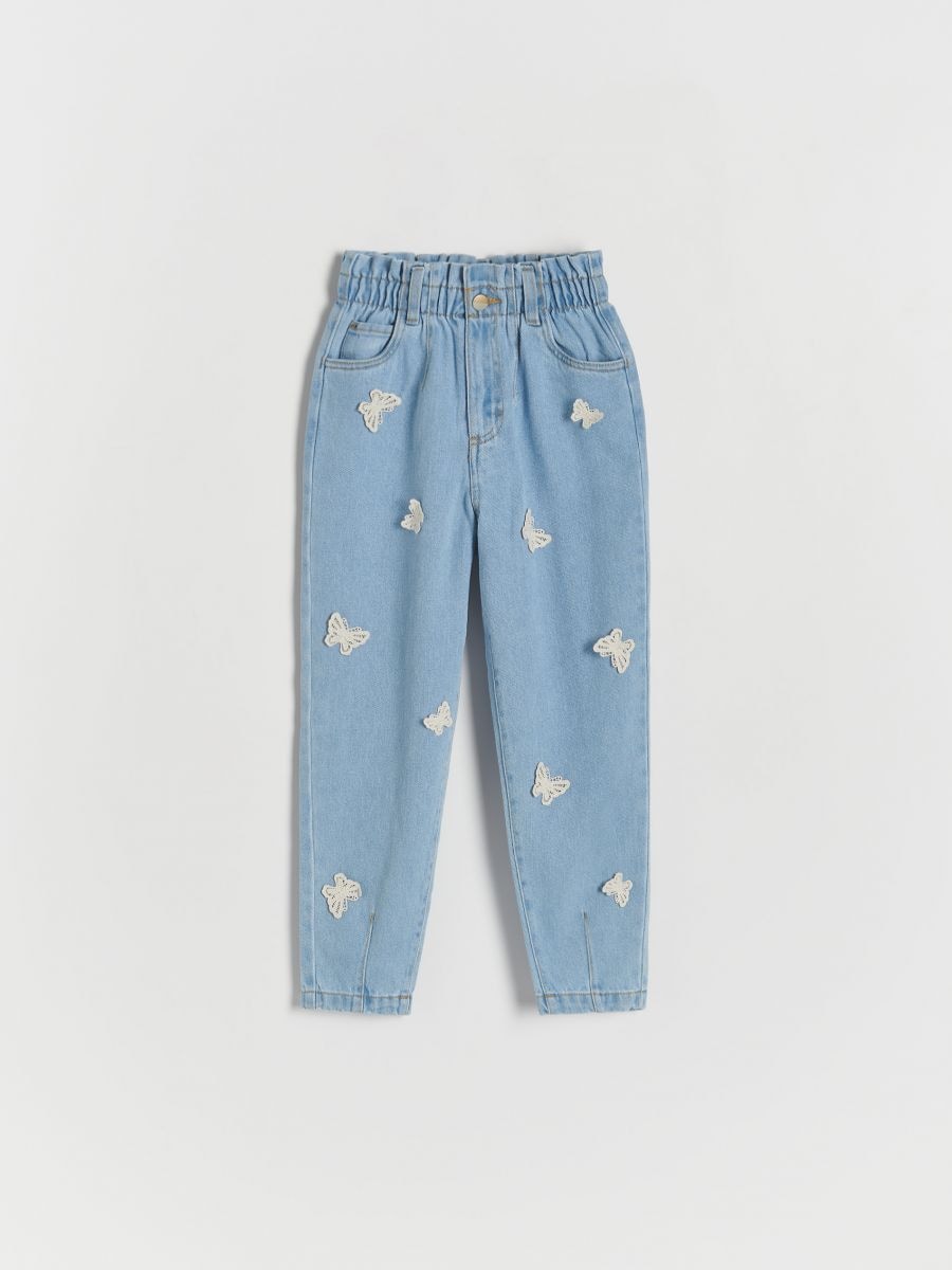 Baggy jeans with appliqué - blue - RESERVED