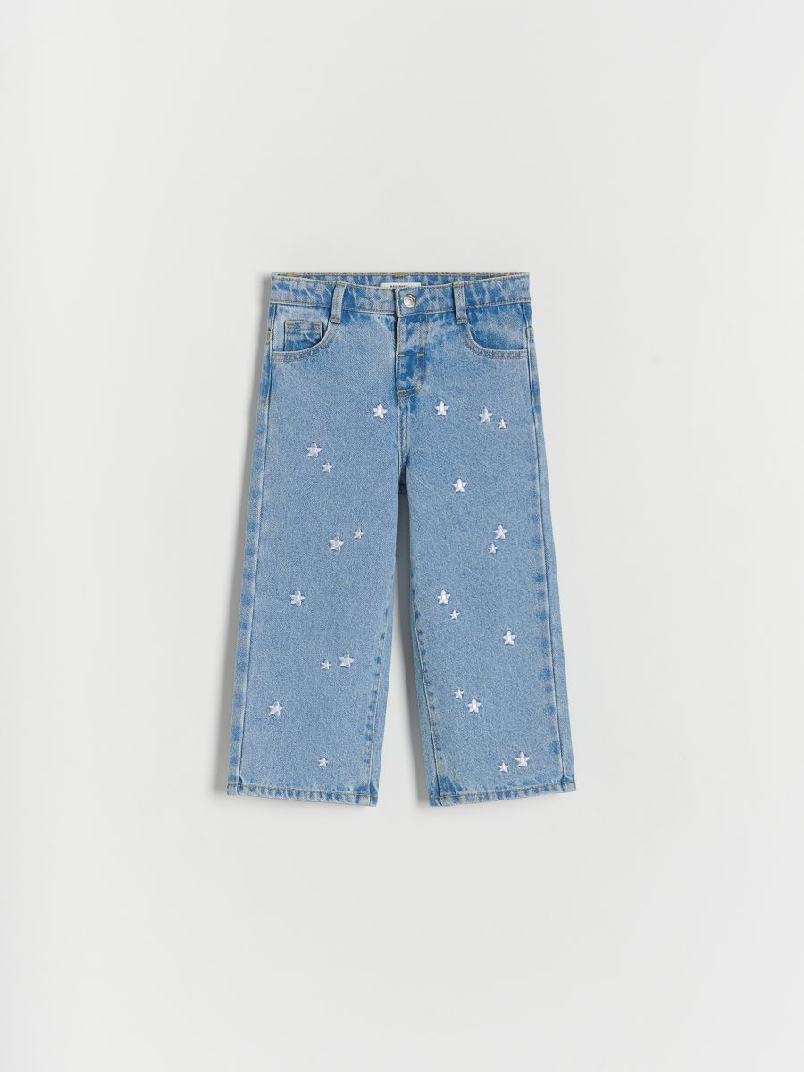 Straight jeans med broderede detaljer - blå - RESERVED