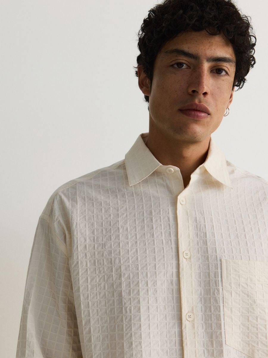 MEN`S SHIRT - cream - RESERVED