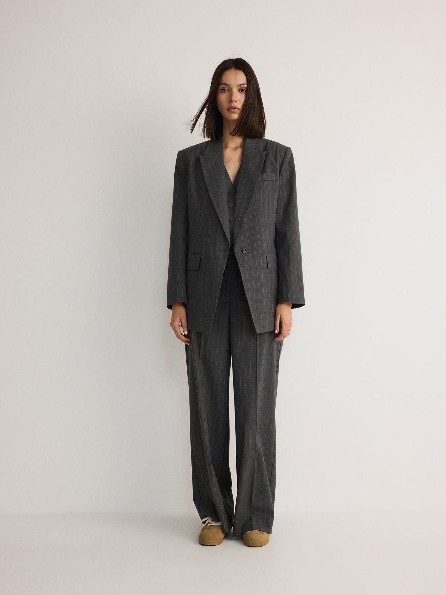 Striped trousers - dark grey - RESERVED - 2