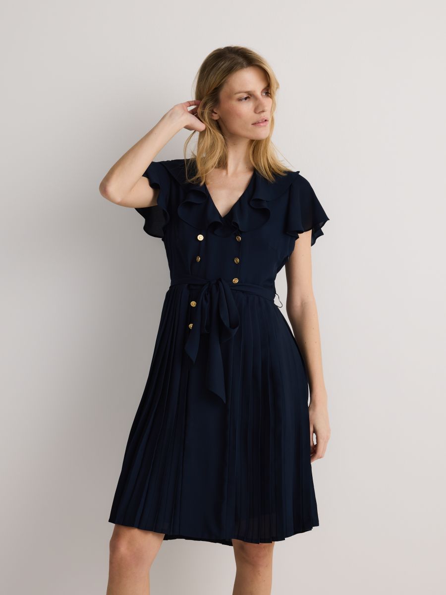Dress with decorated buttons - navy - RESERVED - 3