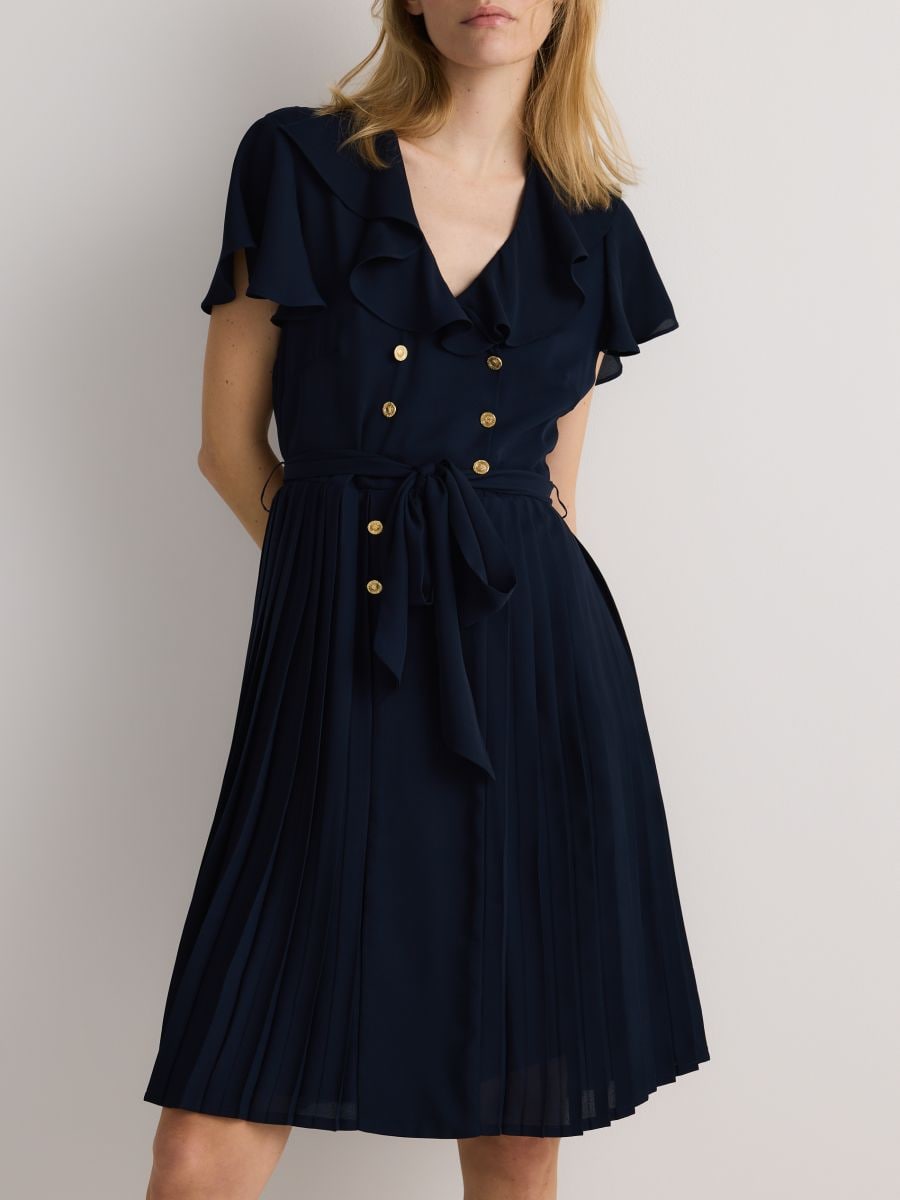 Dress with decorated buttons - navy - RESERVED - 4