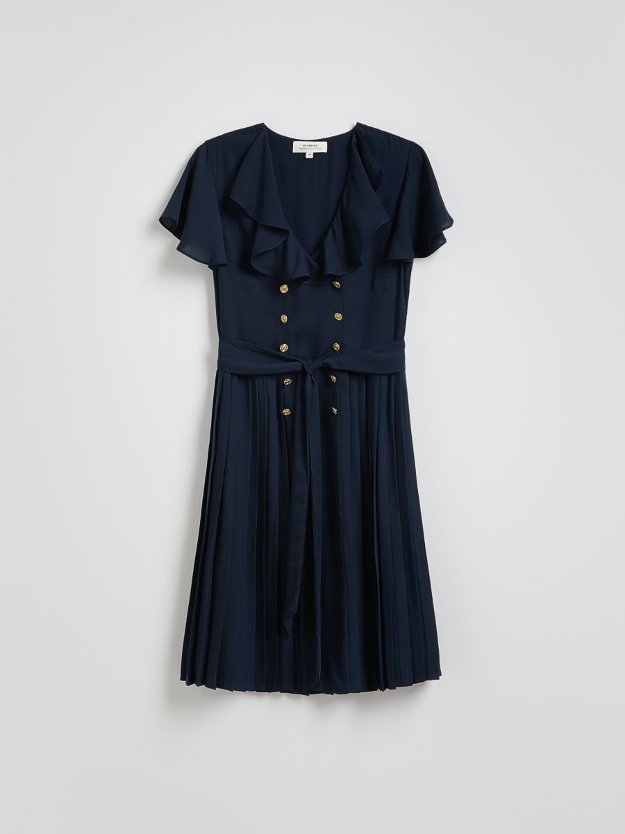 Dress with decorated buttons - navy - RESERVED - 5