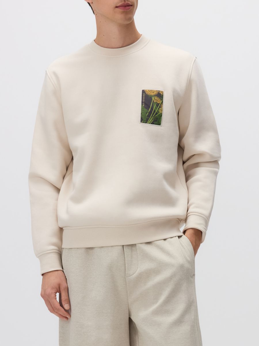 Sweatshirt with patch - cream - RESERVED - 4