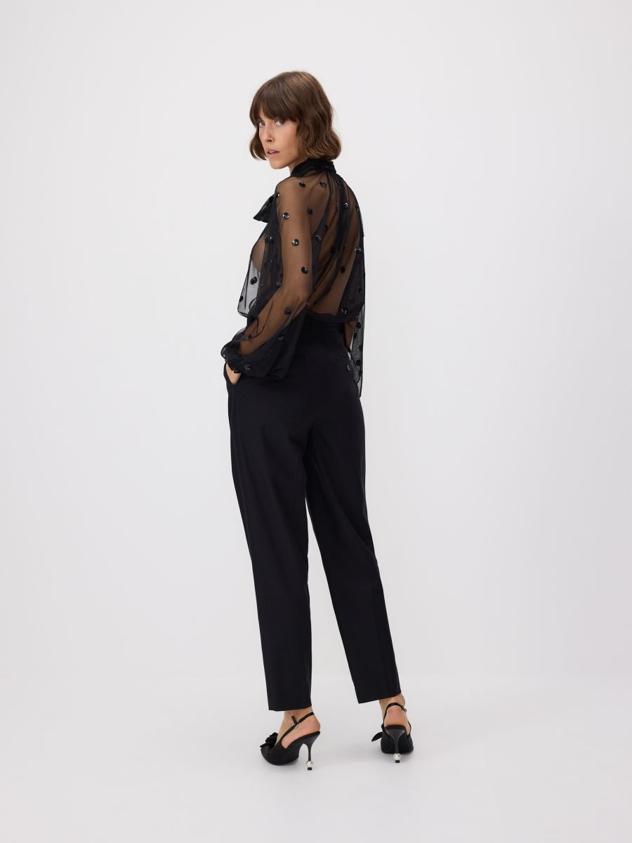 Lyocell blend trousers - black - RESERVED