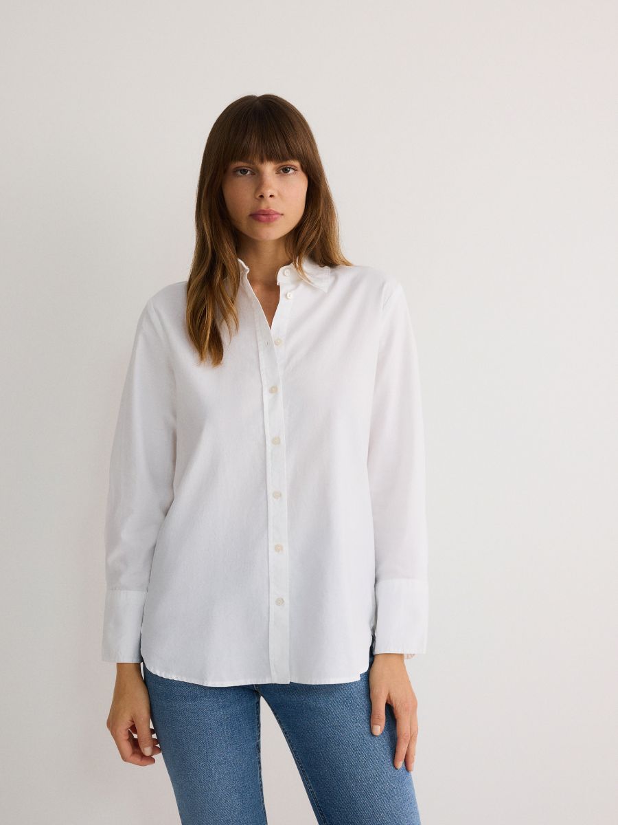 Cotton shirt - cream - RESERVED