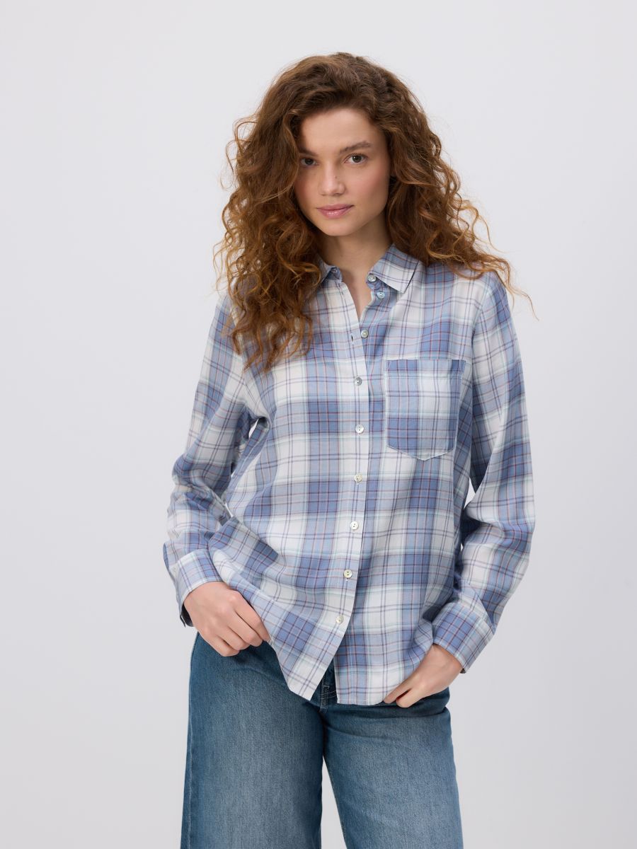 Check viscose shirt - lavender - RESERVED