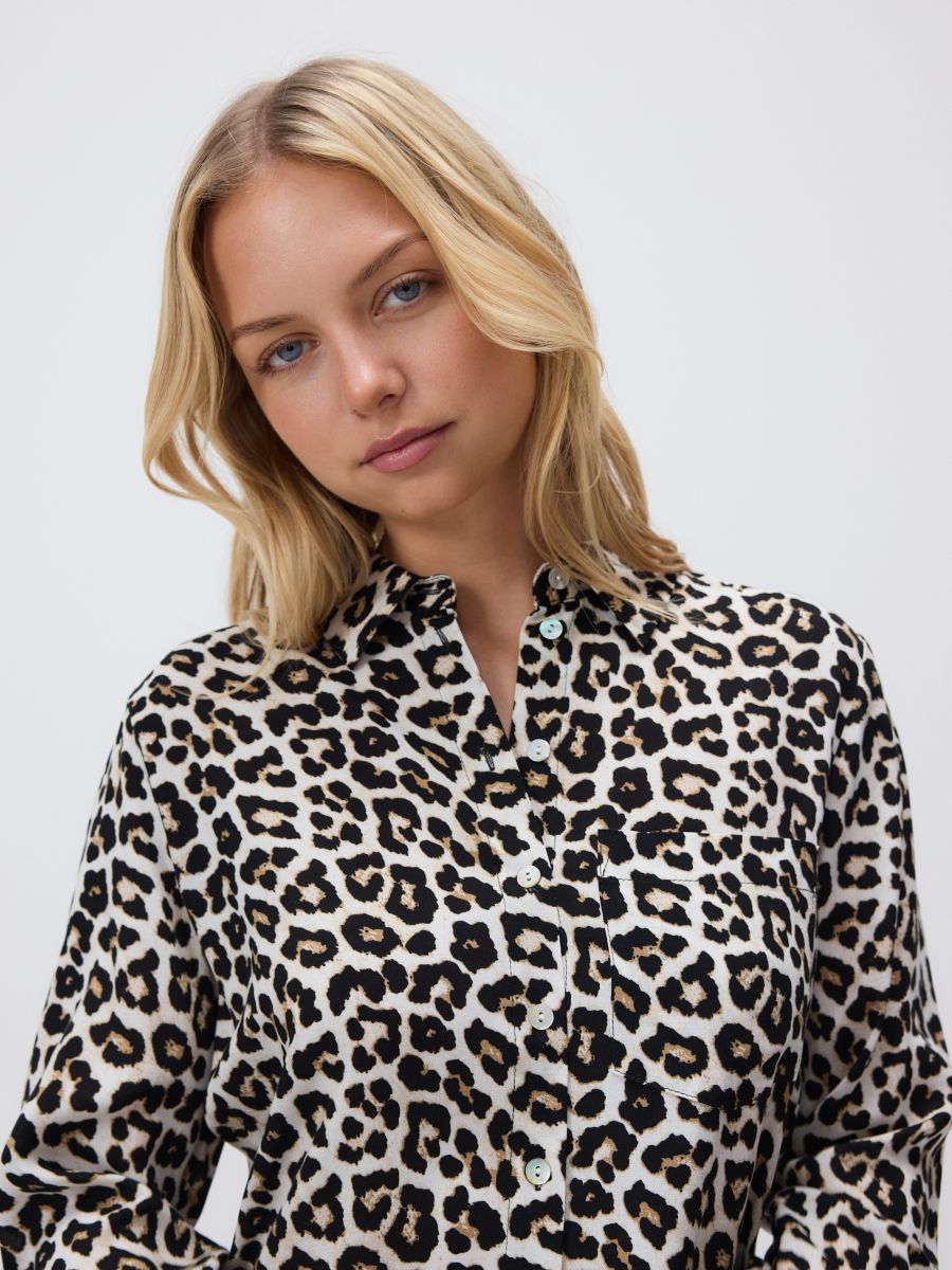 Regular fit viscose overhemd - STOFBRUIN - RESERVED - 3