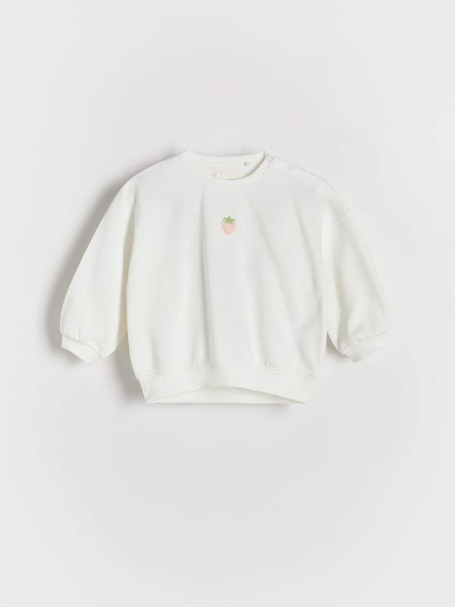 Sweatshirt with embroidery detailing - cream - RESERVED