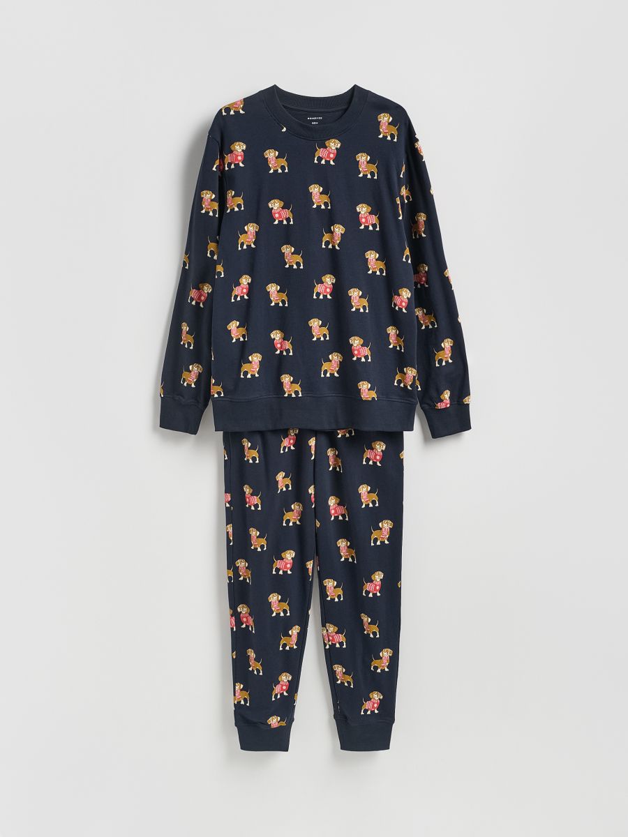 Komplet dvodijelne pidžame s božićnim motivom - mornarsko plava - RESERVED